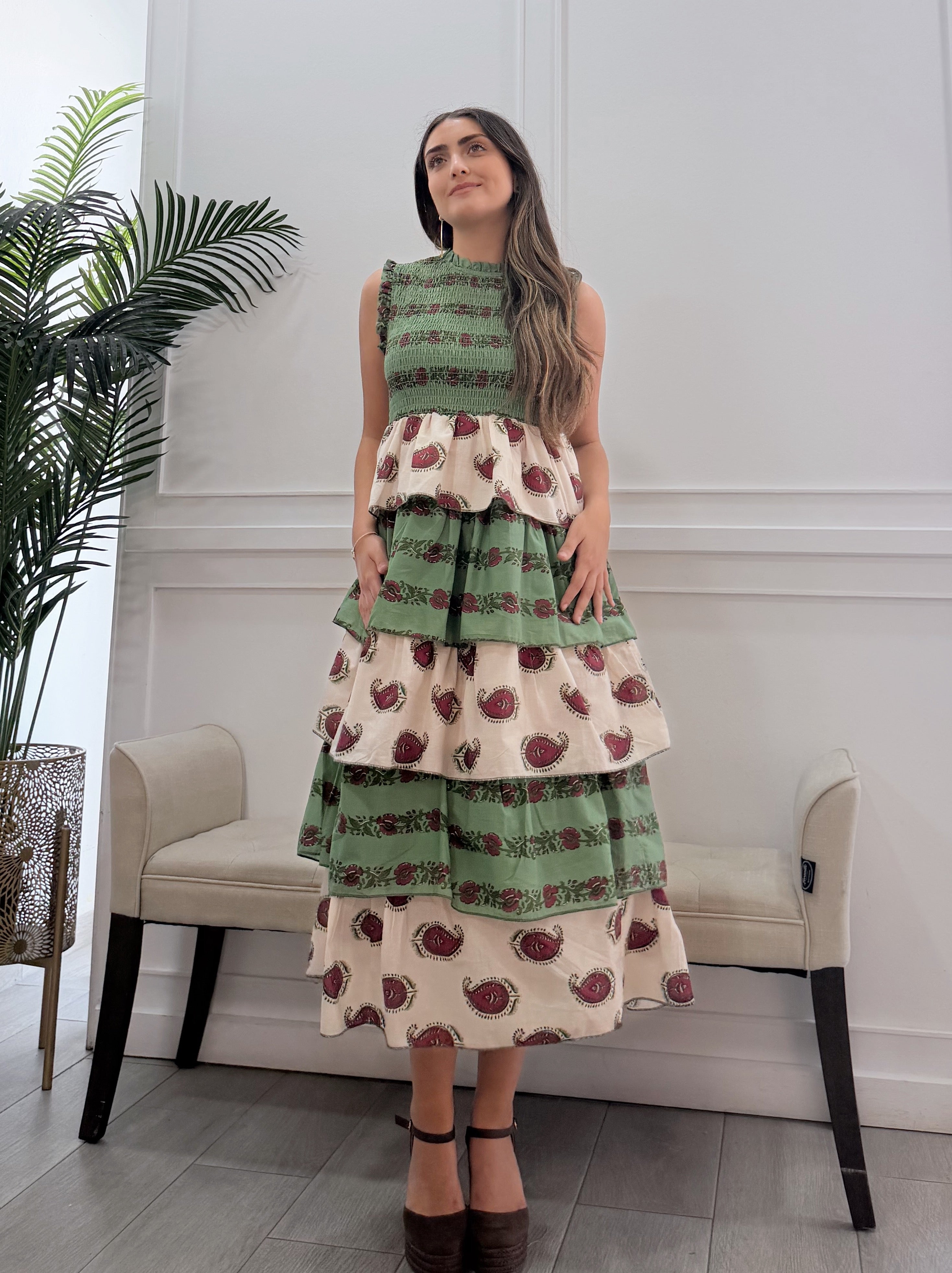 Vestido Antonella Estampado Verde