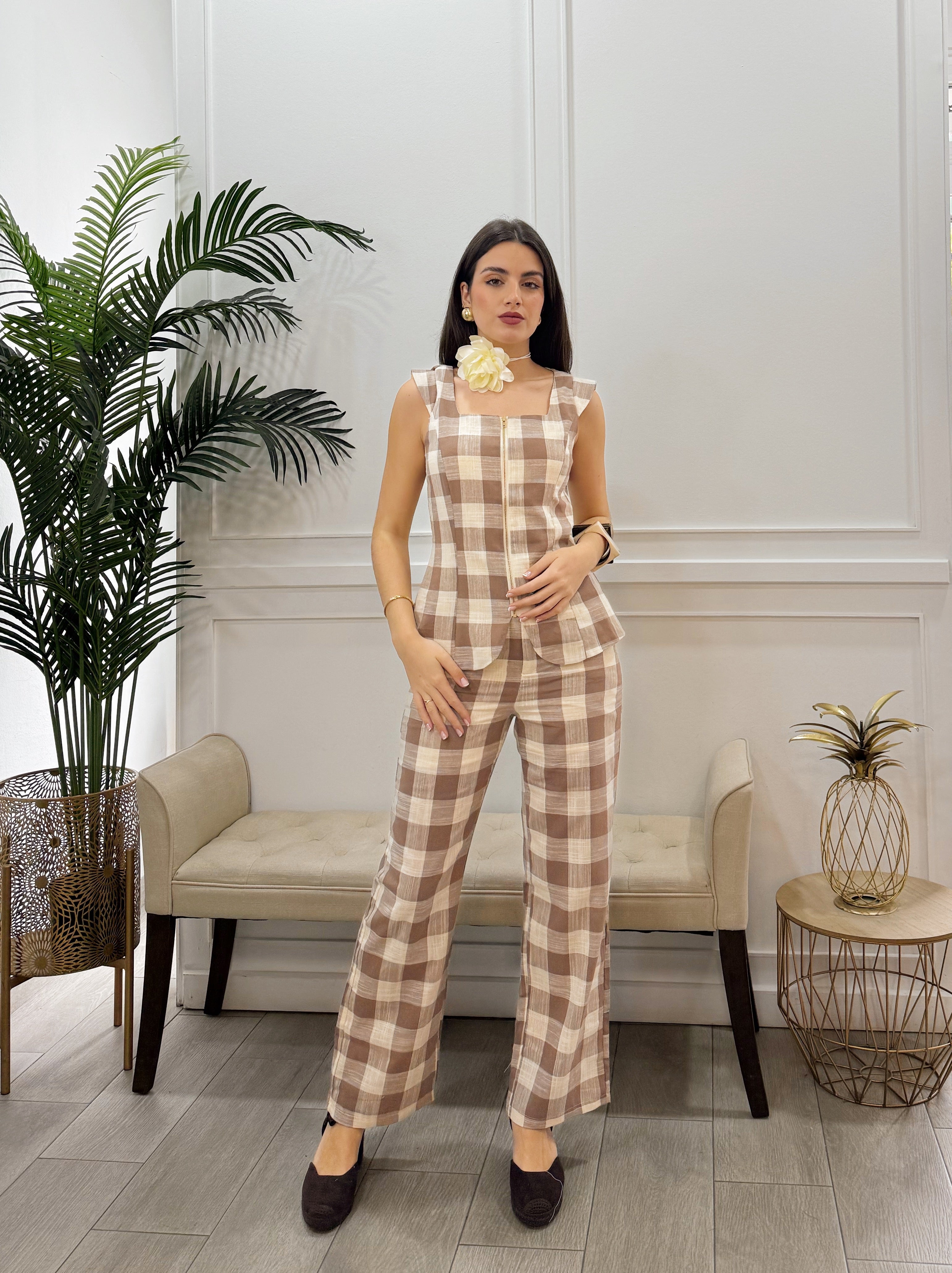 Conjunto Vichy Camel