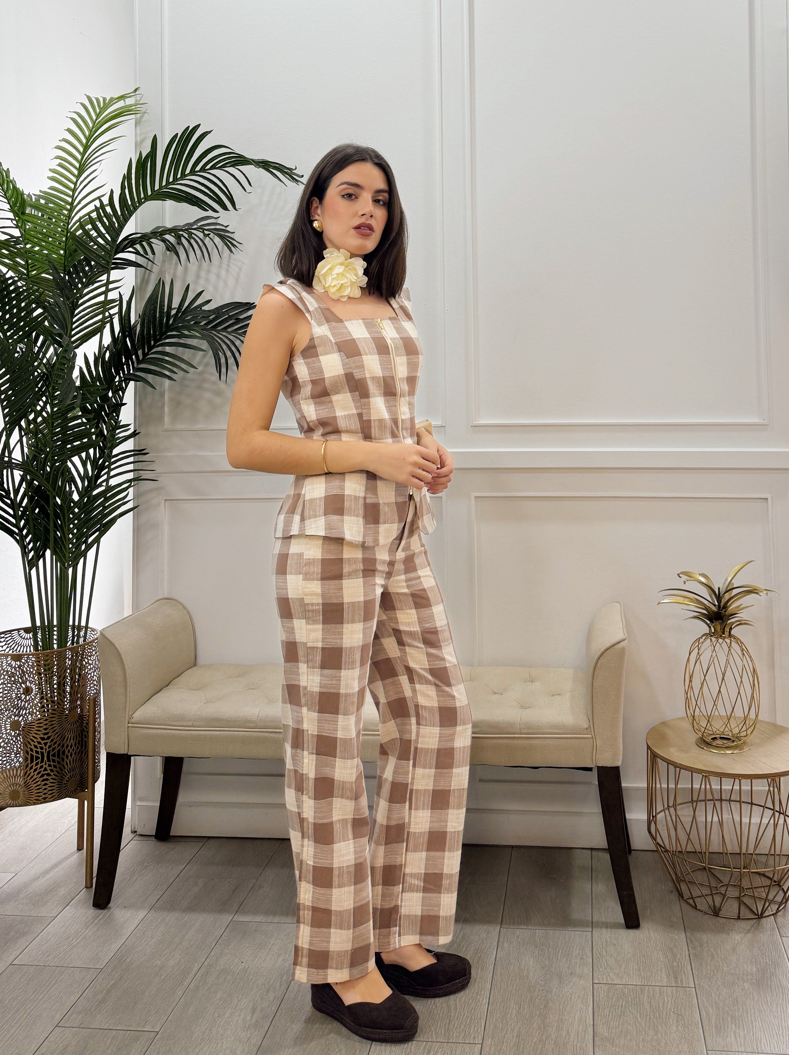 Conjunto Vichy Camel